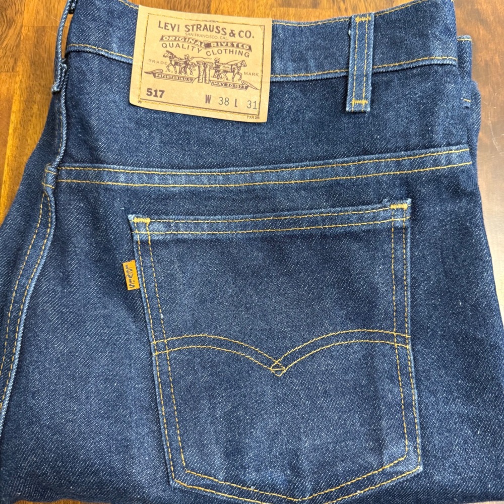 Vintage Levis 517 Orange Tab‎ Jeans Mens 38x31* Dark Wash Bootcut Made in USA - Picture 2 of 7